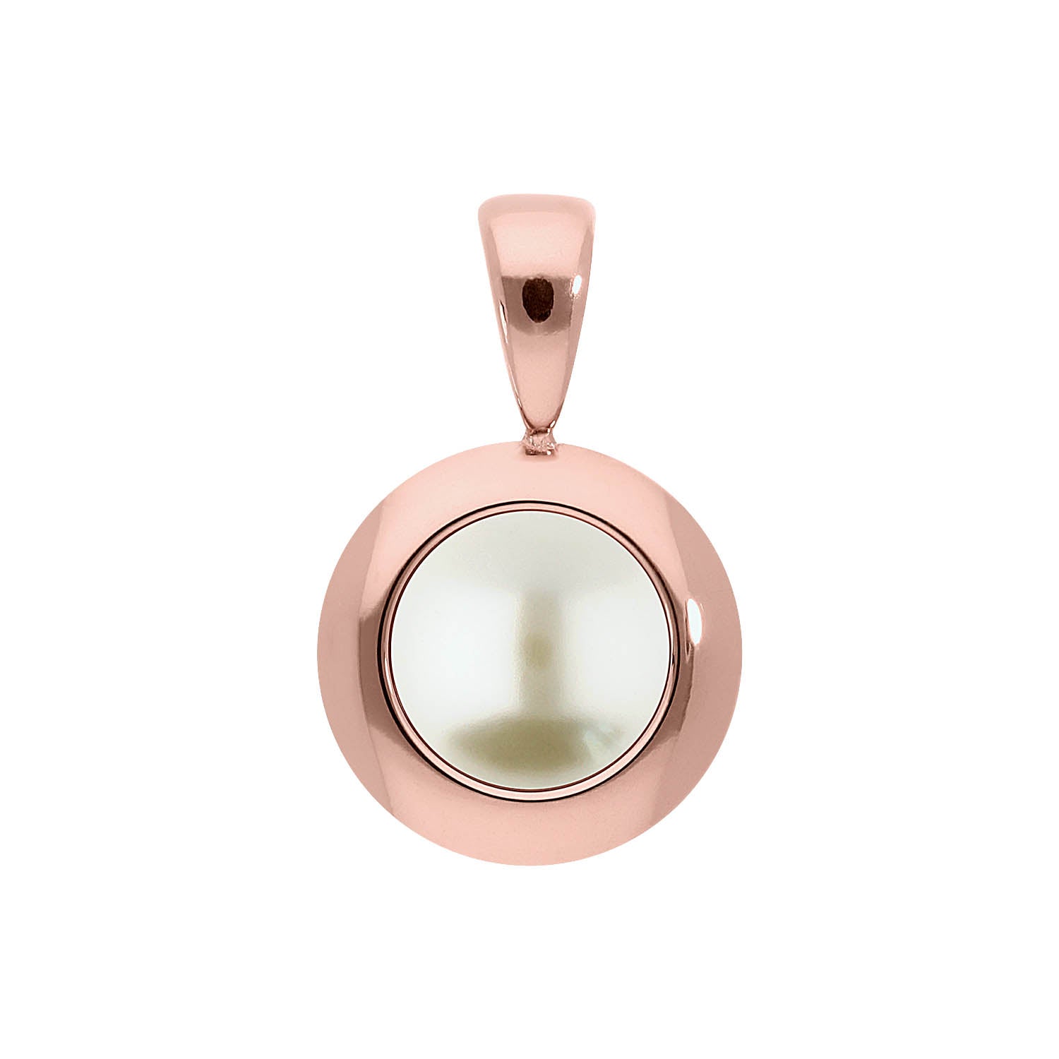 Tondo Pendant 0.51" - Rose Gold cream pearl