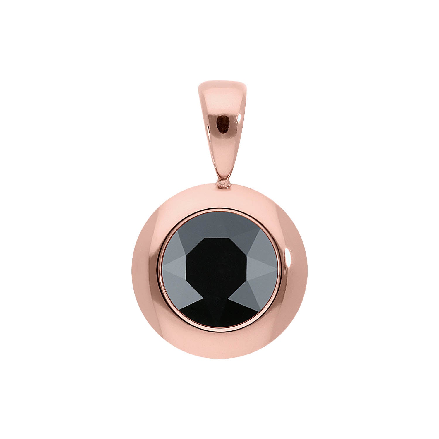 Tondo Pendant 0.51" - Rose Gold jet hematite