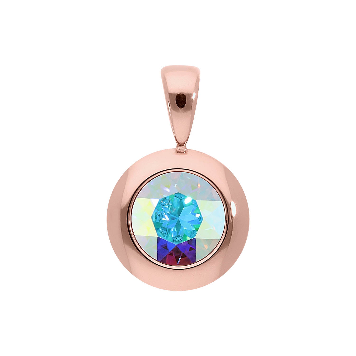 Tondo Pendant 0.51" - Rose Gold crystal aurora boreale