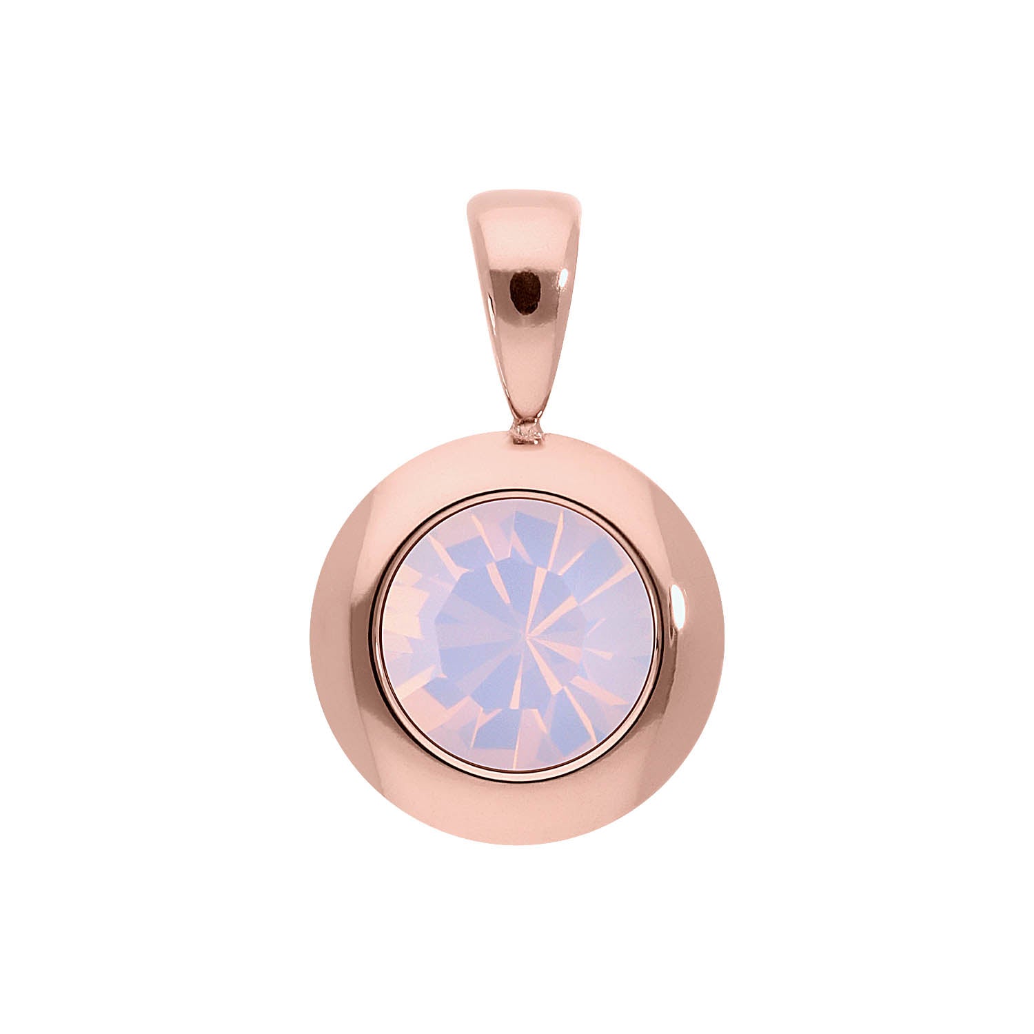 Tondo Pendant 0.51" - Rose Gold rose opal