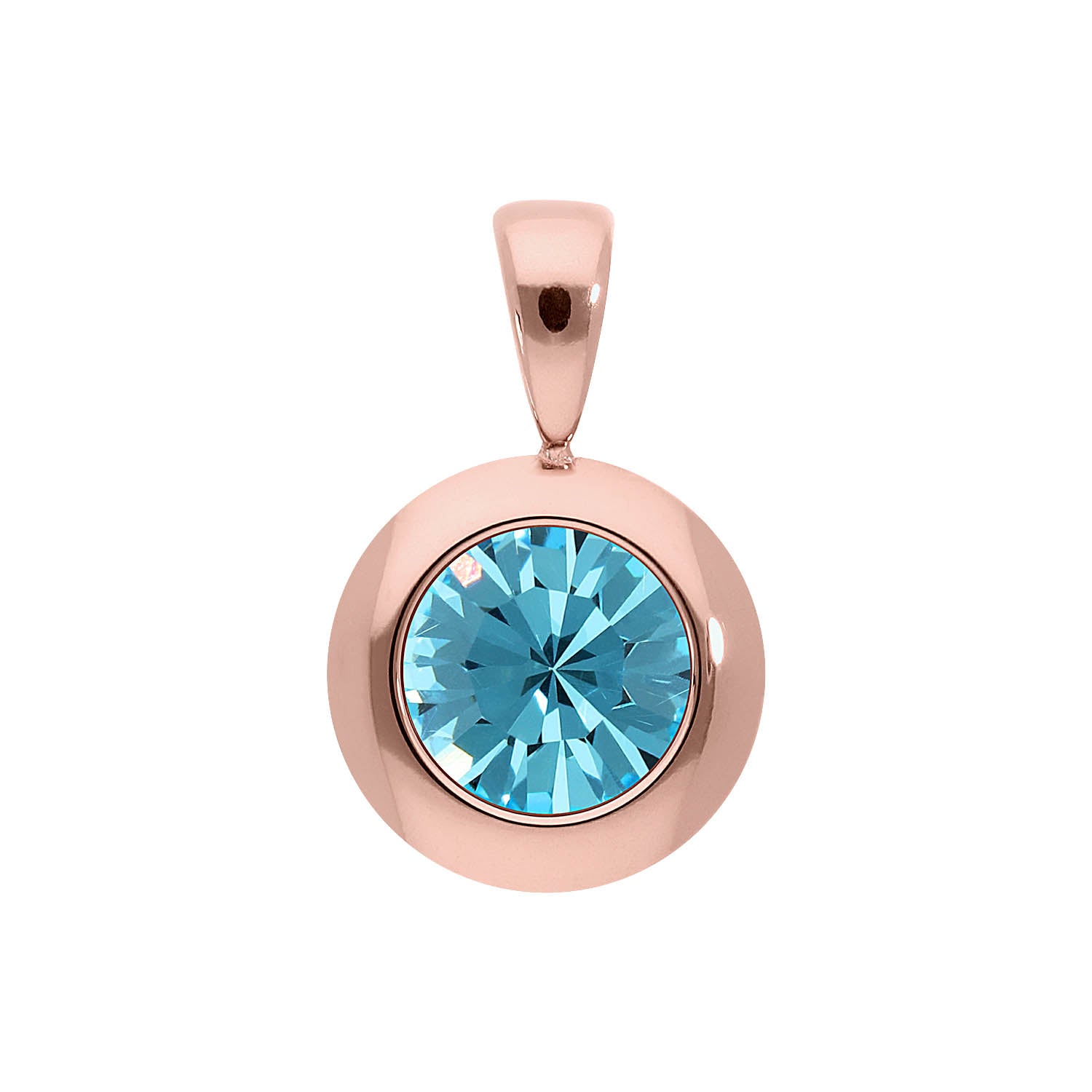 Tondo Pendant 0.51" - Rose Gold aquamarine