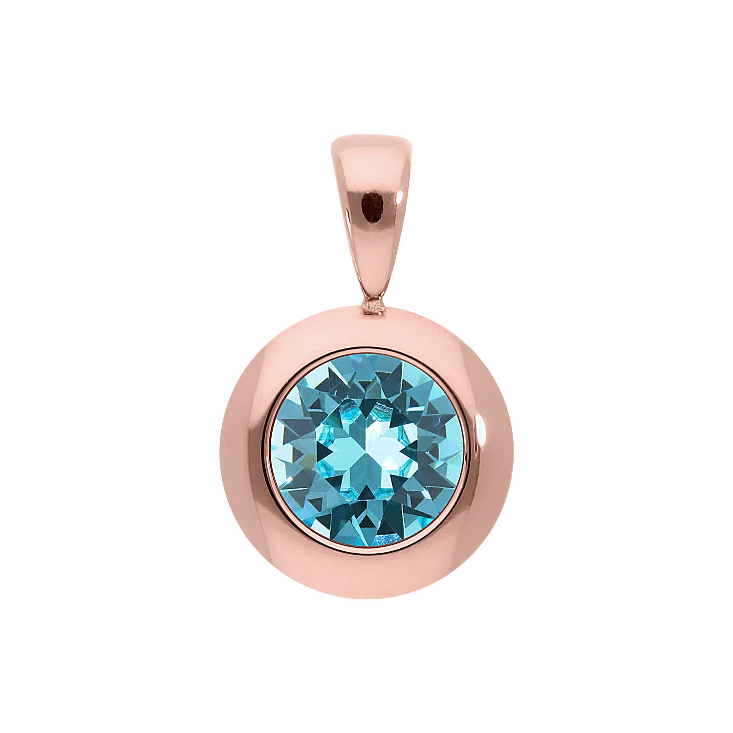 Tondo Pendant 0.51" - Rose Gold Light Turquoise