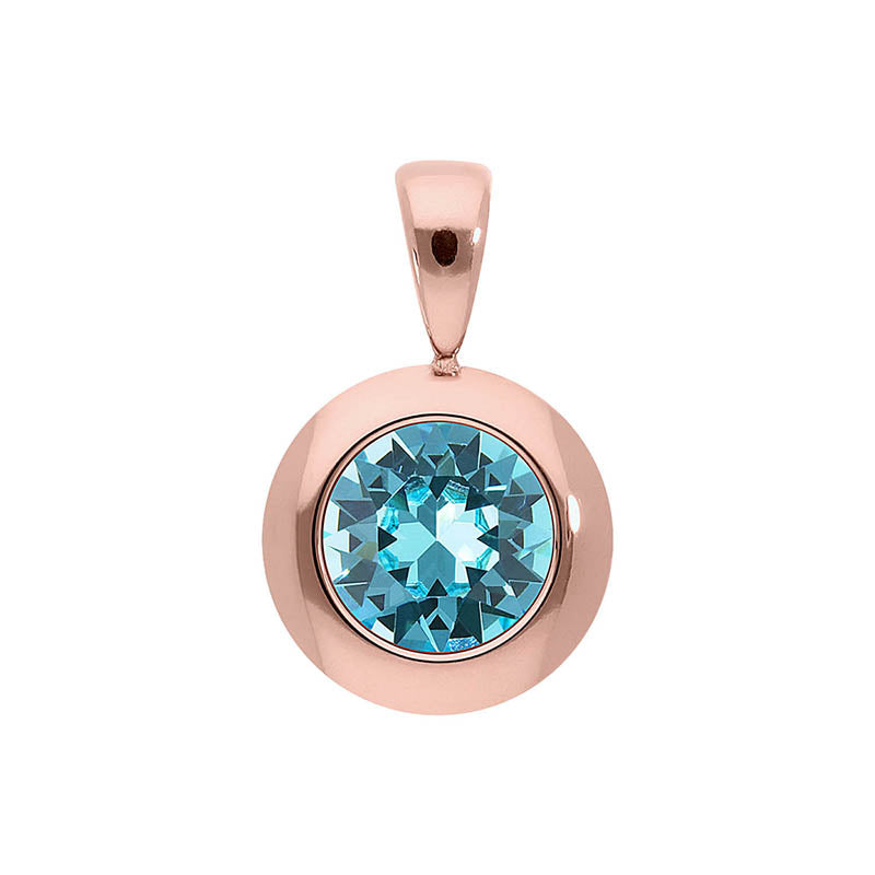 Tondo Pendant 0.51" - Rose Gold Light Turquoise