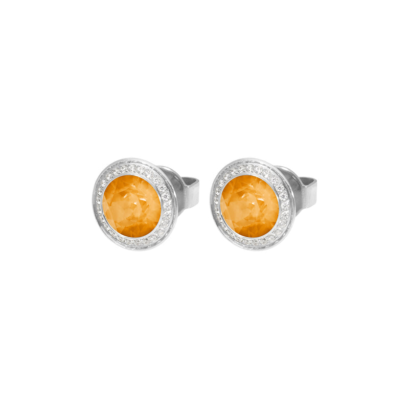 Tondo Deluxe Stud Earring 9mm - Silver Crystal Mango Ignite