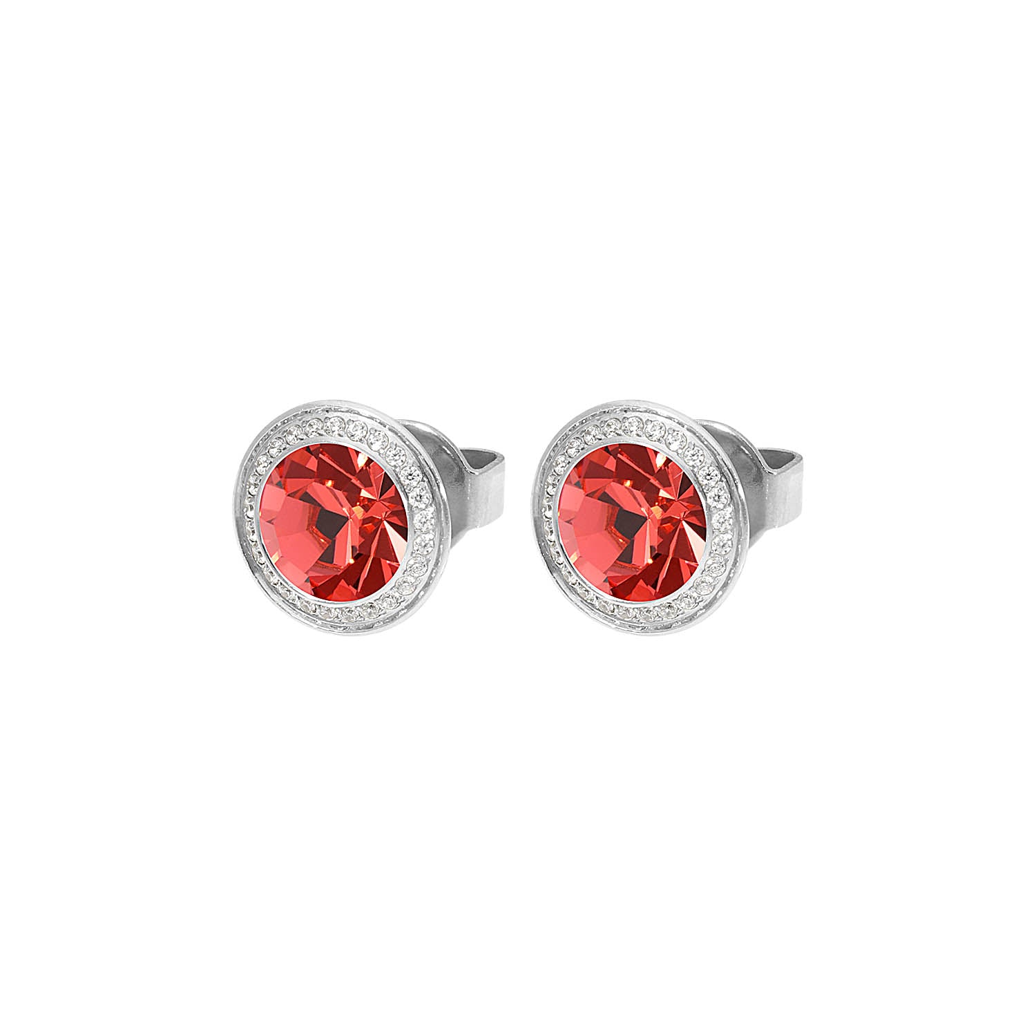 Tondo Deluxe Stud Earring 0.35" - Silver padparadscha