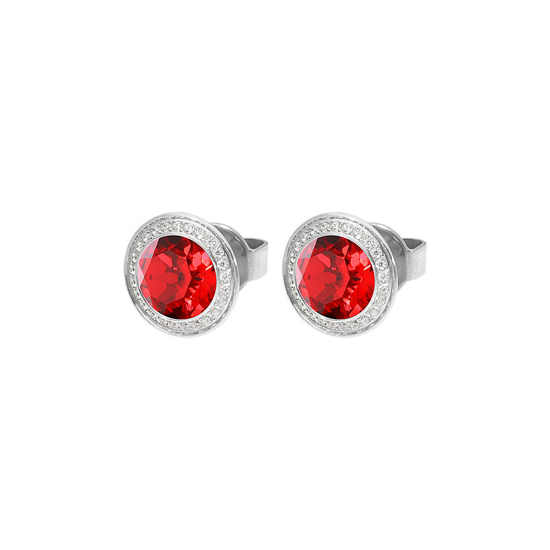 Tondo Deluxe Stud Earring 9mm - Silver scarlet
