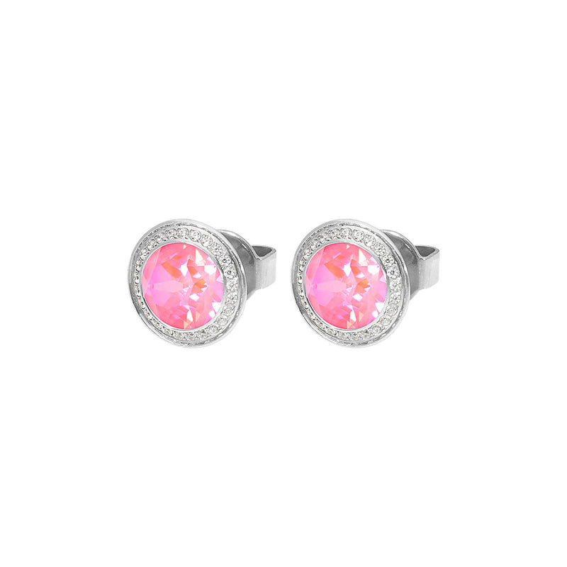 Tondo Deluxe Stud Earring 9mm - Silver lotus pink delite