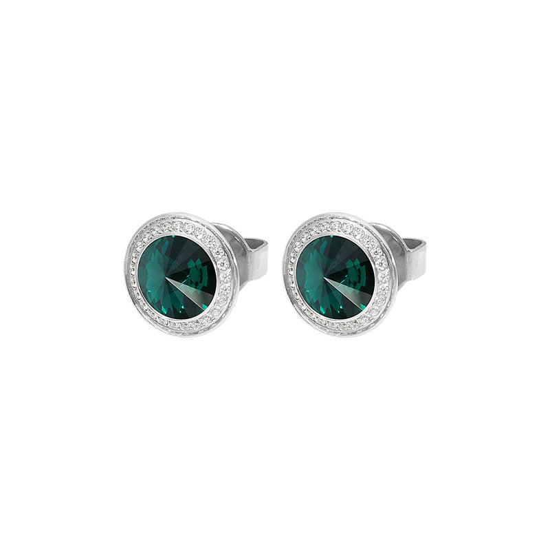 Tondo Deluxe Stud Earring 9mm - Silver emerald