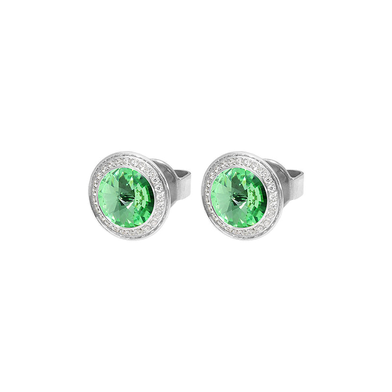 Tondo Deluxe Stud Earring 9mm - Silver peridot