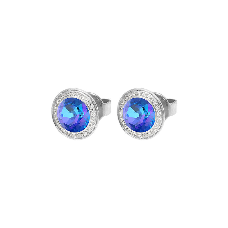Tondo Deluxe Stud Earring 9mm - Silver royal blue delite