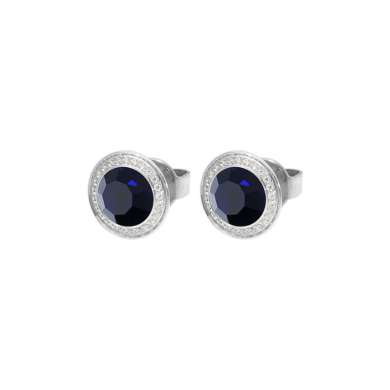 Tondo Deluxe Stud Earring 9mm - Silver Dark Indigo