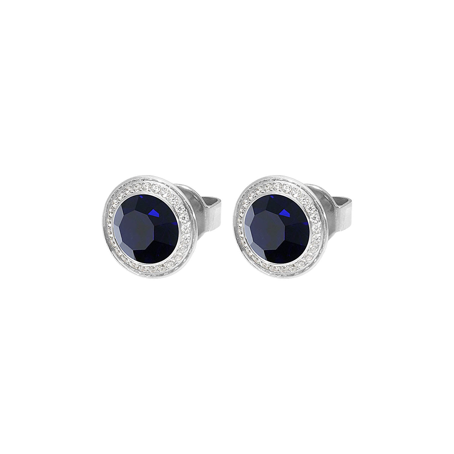 Tondo Deluxe Stud Earring 0.35" - Silver Dark Indigo