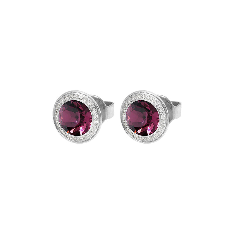 Tondo Deluxe Stud Earring 9mm - Silver amethyst