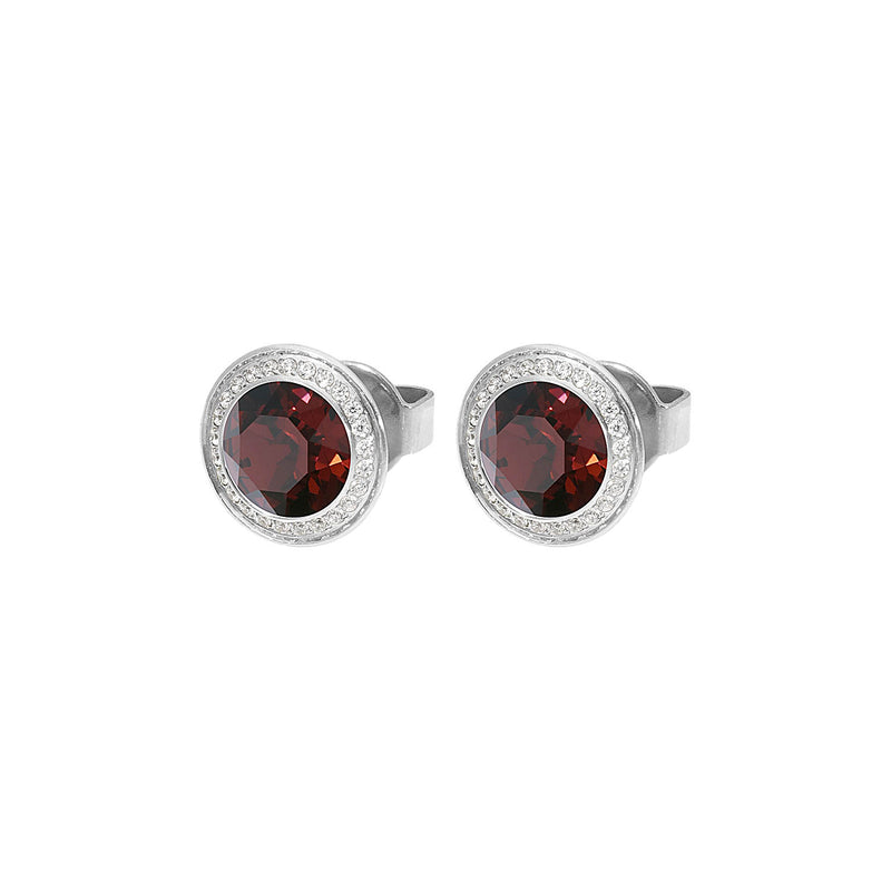 Tondo Deluxe Stud Earring 9mm - Silver Burgundy