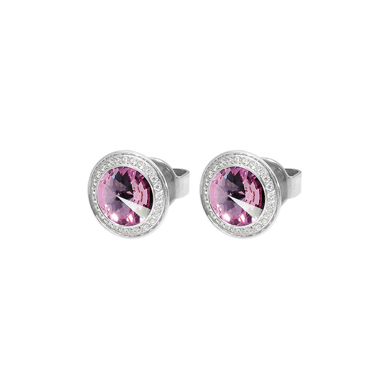Tondo Deluxe Stud Earring 9mm - Silver light amethyst