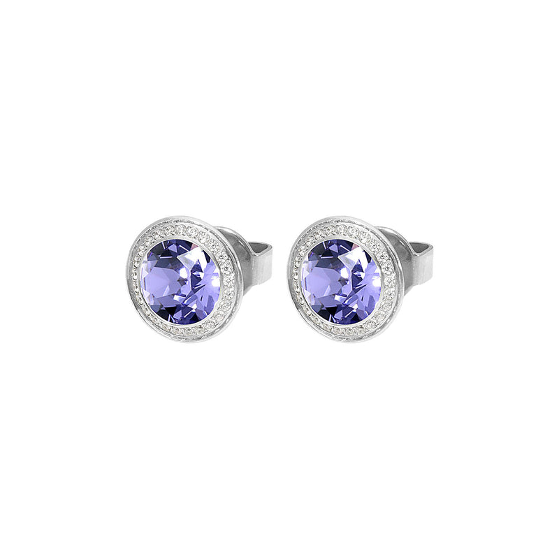 Tondo Deluxe Stud Earring 9mm - Silver tanzanite
