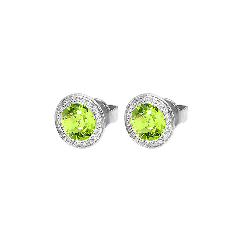 Tondo Deluxe Stud Earring 9mm - Silver Citrus Green