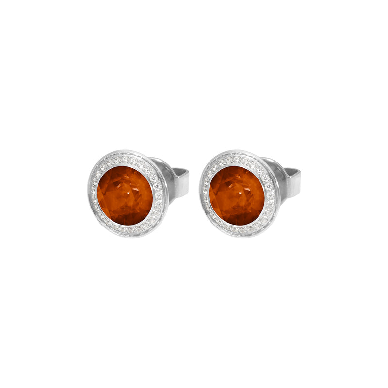 Tondo Deluxe Stud Earring 9mm - Silver Smoked Topaz