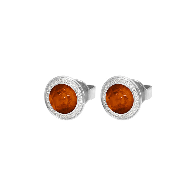 Tondo Deluxe Stud Earring 9mm - Silver Smoked Topaz