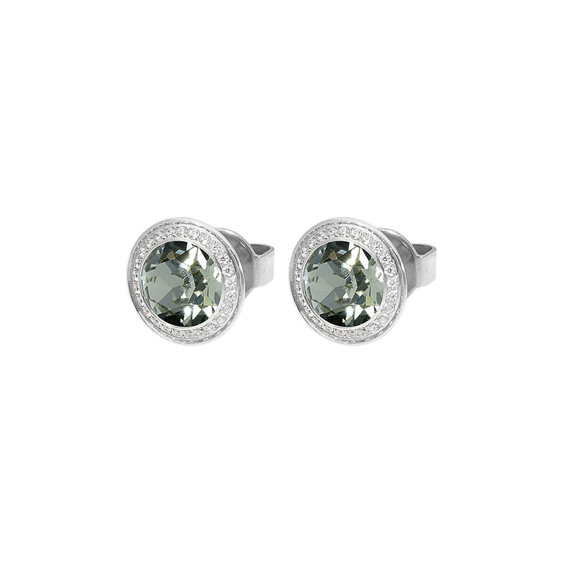 Tondo Deluxe Stud Earring 9mm - Silver black diamond
