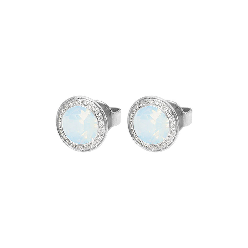 Tondo Deluxe Stud Earring 9mm - Silver white opal
