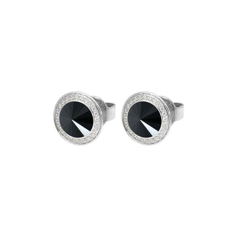 Tondo Deluxe Stud Earring 9mm - Silver jet hematite