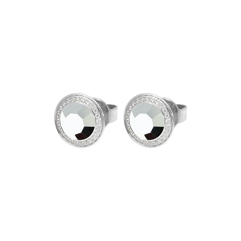 Tondo Deluxe Stud Earring 9mm - Silver crystal labrador