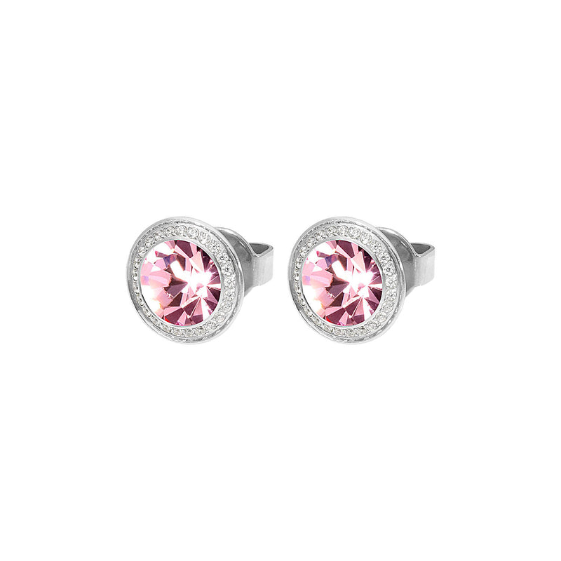 Tondo Deluxe Stud Earring 9mm - Silver Light Rose