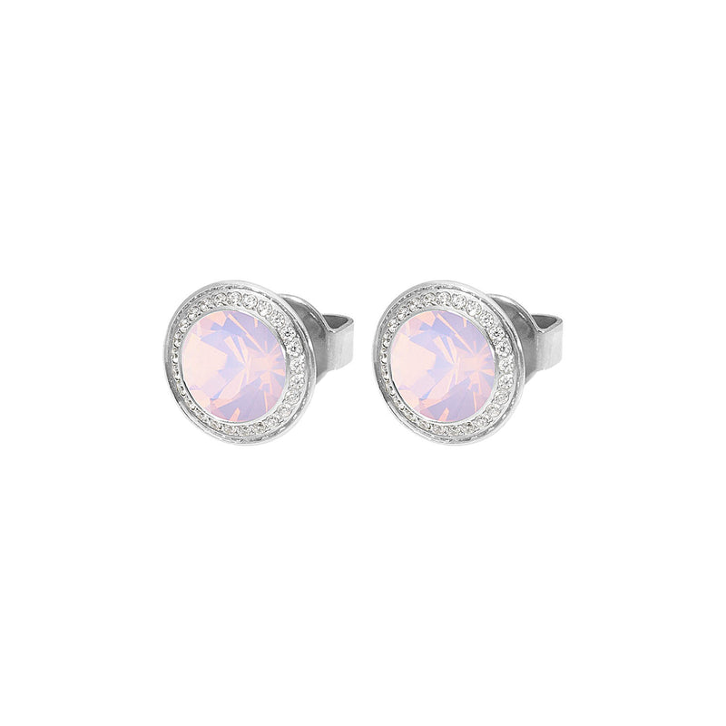 Tondo Deluxe Stud Earring 9mm - Silver rose opal