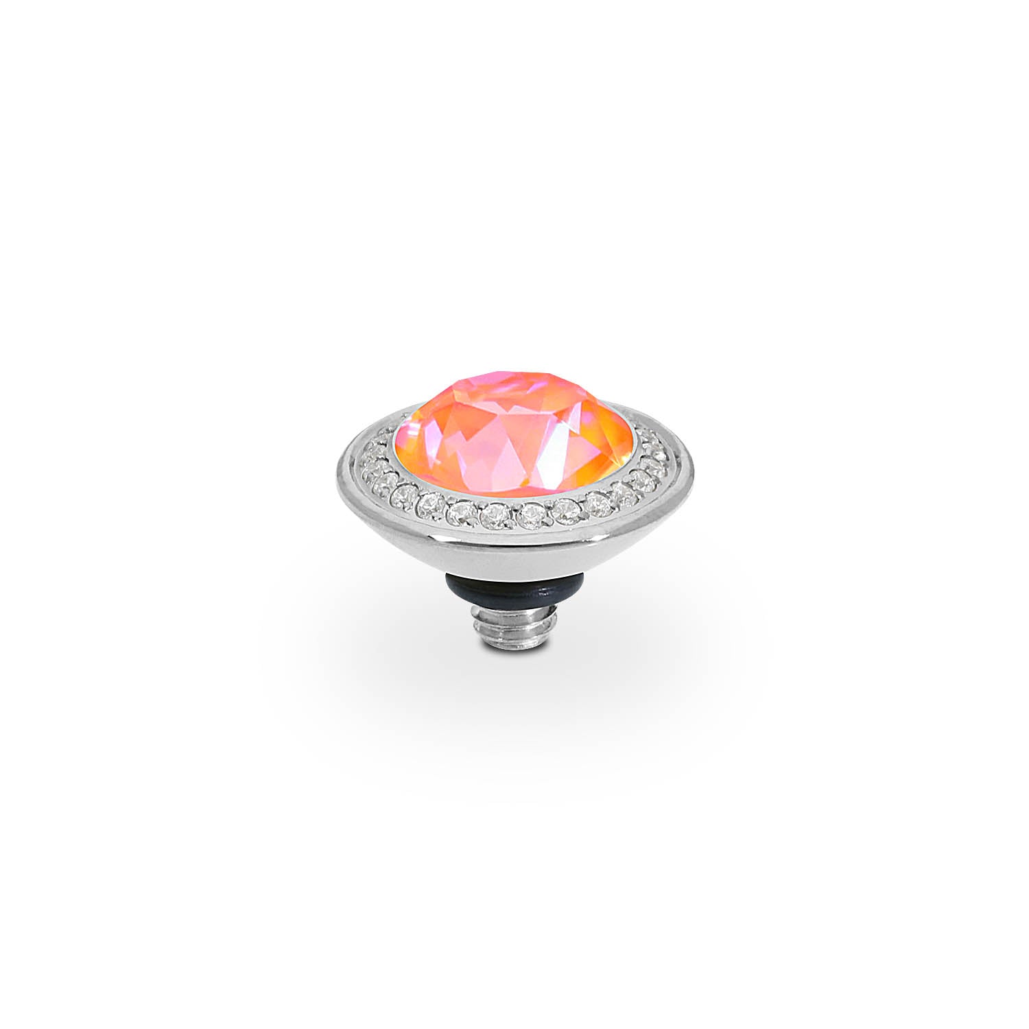 Tondo Deluxe Top 0.35" - Silver crystal orange glow delite