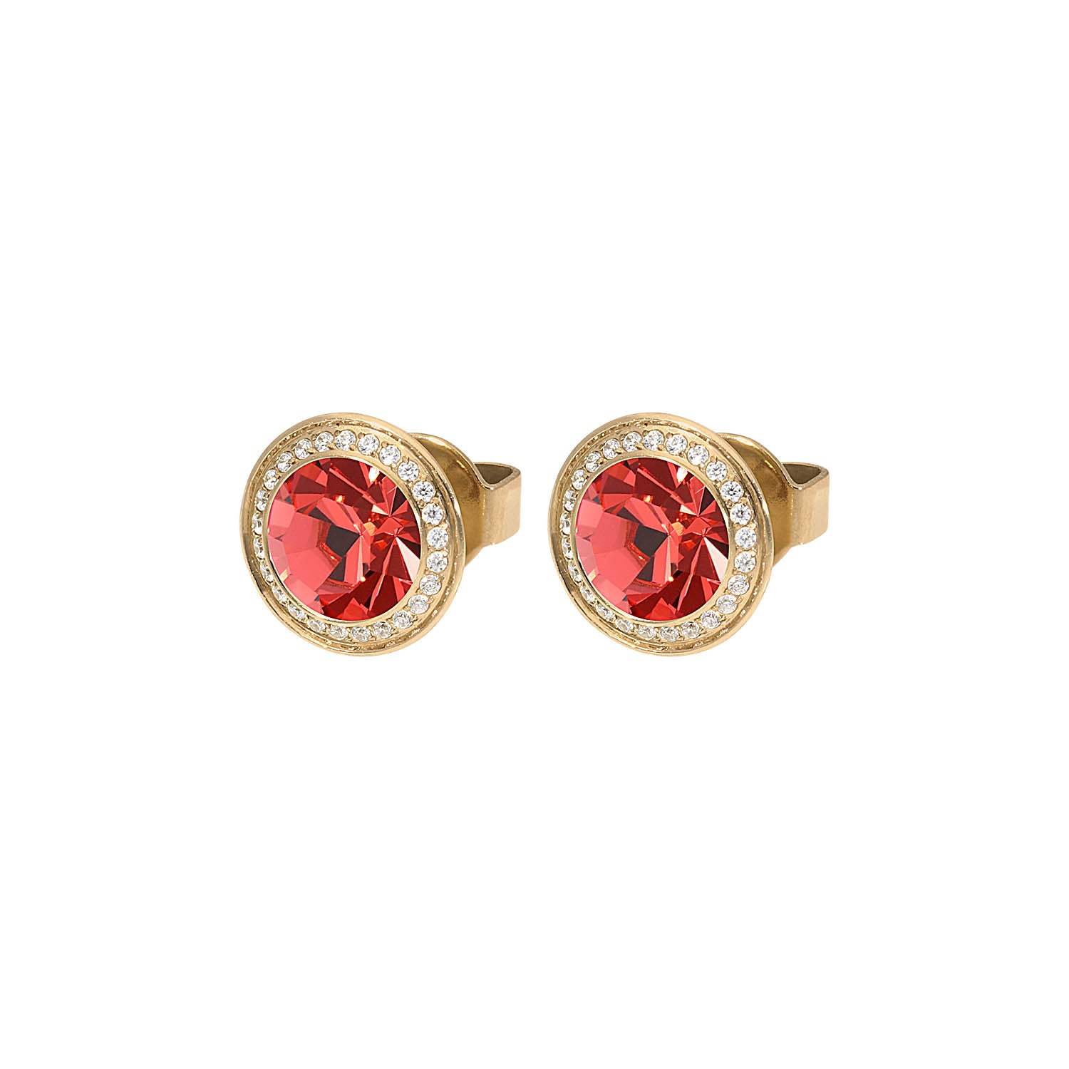 Tondo Deluxe Stud Earring 0.35" - Gold padparadscha