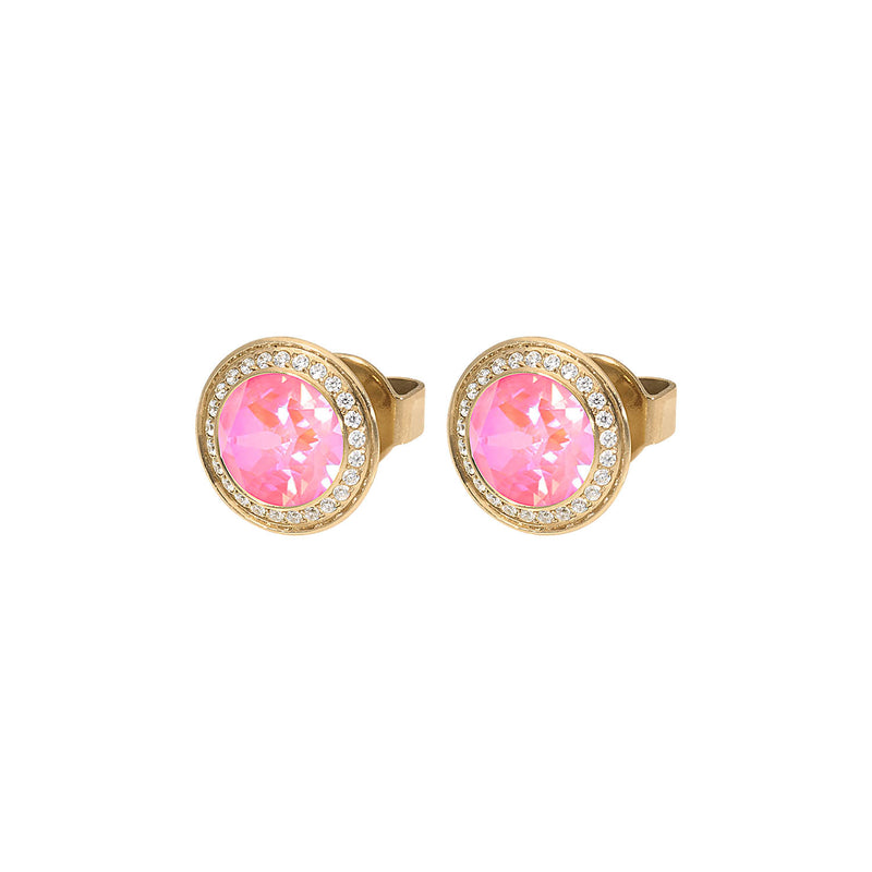 Tondo Deluxe Stud Earring 9mm - Gold lotus pink delite