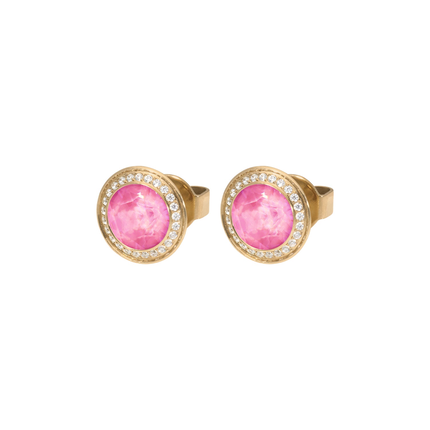 Tondo Deluxe Stud Earring 0.35" - Gold Crystal Dahlia Ignite
