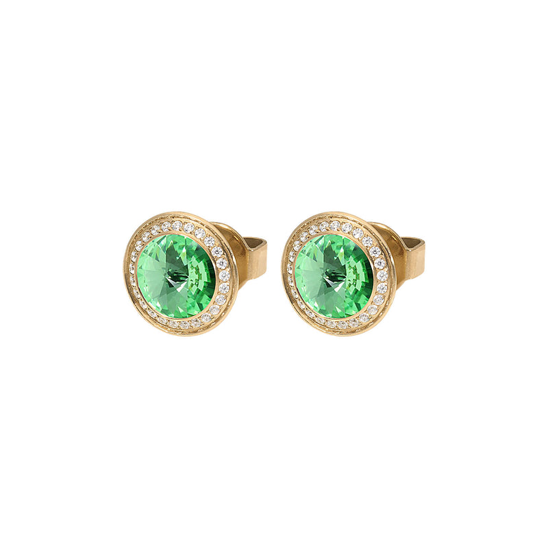 Tondo Deluxe Stud Earring 9mm - Gold peridot