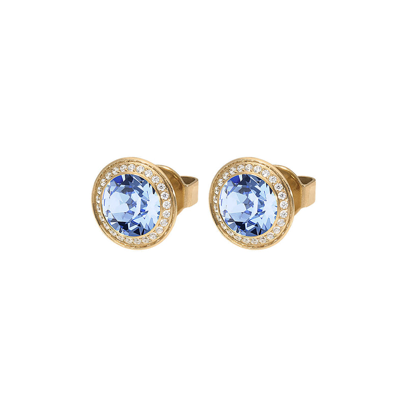Tondo Deluxe Stud Earring 9mm - Gold light sapphire