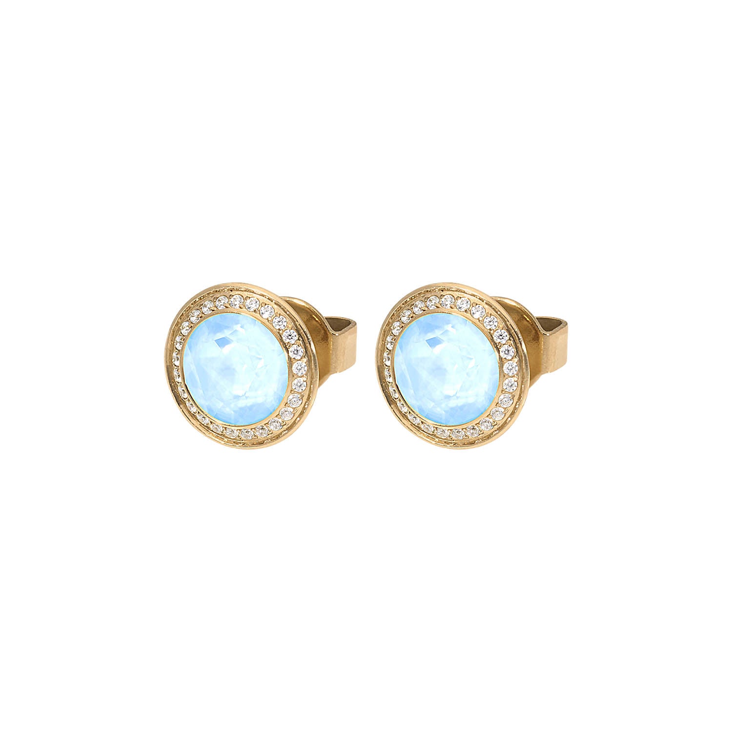 Tondo Deluxe Stud Earring 0.35" - Gold crystal sky ignite