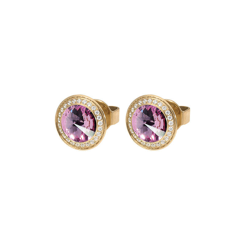 Tondo Deluxe Stud Earring 9mm - Gold light amethyst