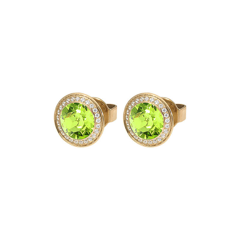 Tondo Deluxe Stud Earring 9mm - Gold Citrus Green