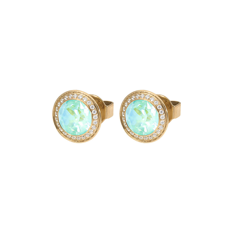 Tondo Deluxe Stud Earring 9mm - Gold silky sage delite