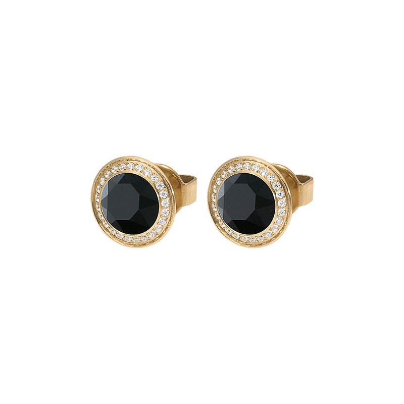 Tondo Deluxe Stud Earring 9mm - Gold jet