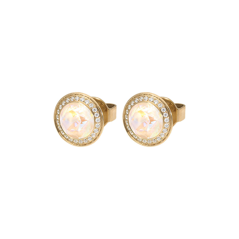 Tondo Deluxe Stud Earring 9mm - Gold ivory cream delite