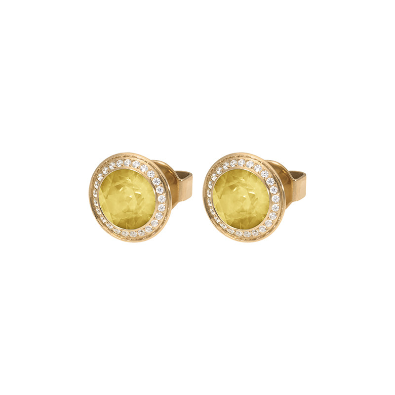 Tondo Deluxe Stud Earring 0.35" - Gold Recreated Dark Jonquil