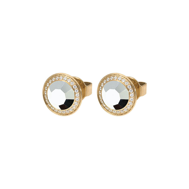 Tondo Deluxe Stud Earring 9mm - Gold crystal labrador