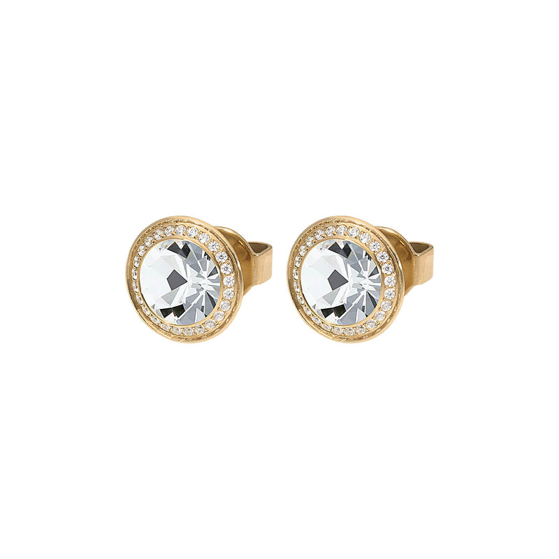 Tondo Deluxe Stud Earring 9mm - Gold crystal
