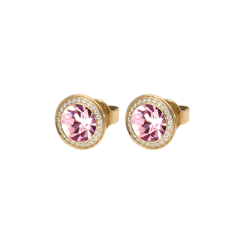 Tondo Deluxe Stud Earring 9mm - Gold Light Rose