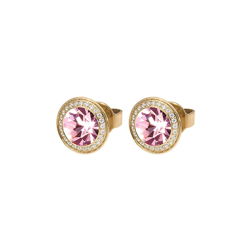 Tondo Deluxe Stud Earring 9mm - Gold Light Rose