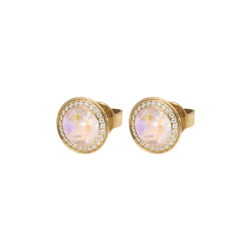 Tondo Deluxe Stud Earring 9mm - Gold dusty pink delite
