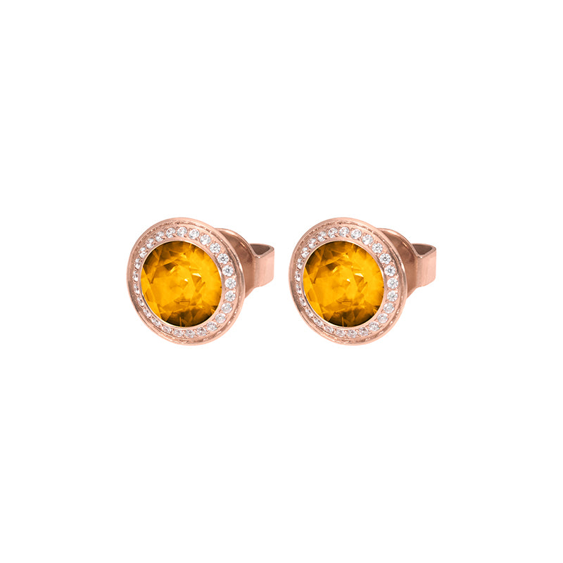 Tondo Deluxe Stud Earring 0.35" - Rose Gold Topaz