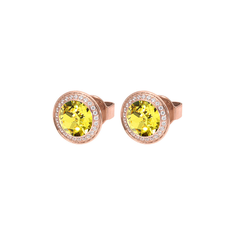 Tondo Deluxe Stud Earring 9mm - Rose Gold light topaz