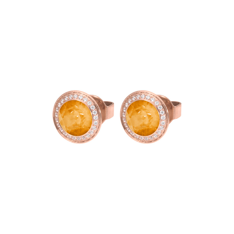 Tondo Deluxe Stud Earring 9mm - Rose Gold Crystal Mango Ignite